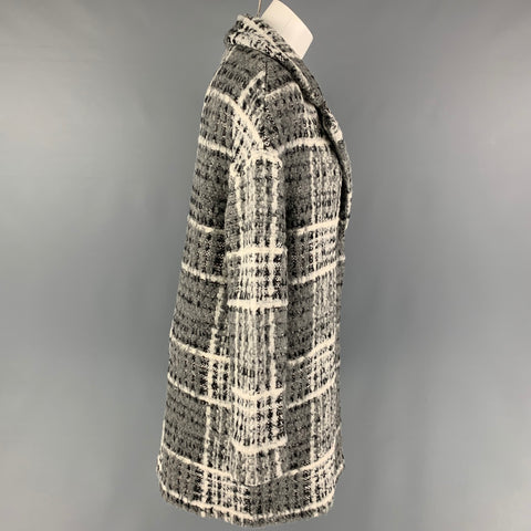 CHRISTIAN SIRIANO Size S Grey Black & White Wool Blend Tweed Notch Lapel Coat