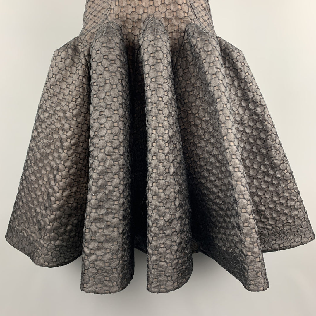 ZAC POSEN Size 6 Black Lace Ruffle Trumpet Skirt Cocktail Dress
