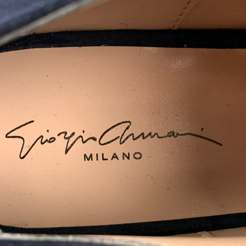 GIORGIO ARMANI Size 11.5 Navy Leather Suede Laces