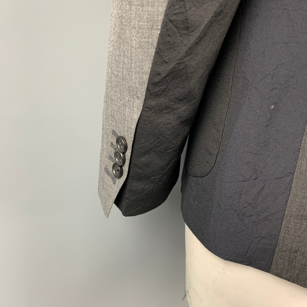 WOOSTER + LARDINI Size 44 Black & Grey Color Block Wool Sport Coat