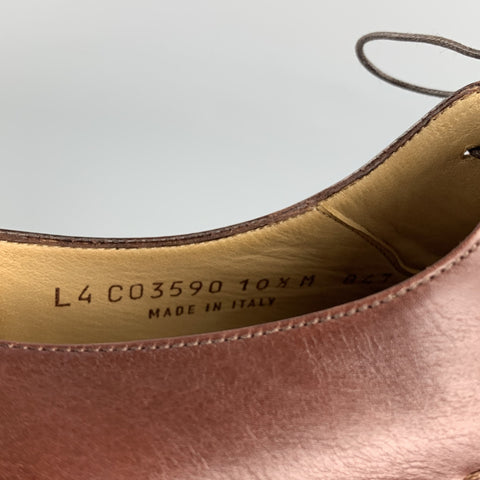 COLE HAAN Size 10.5 Brown Stitched Leather Cap Toe Lace Up Shoes