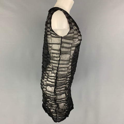 SARAH PACINI Size One Size Black Wrinkled Sleeveless Above Knee Dress