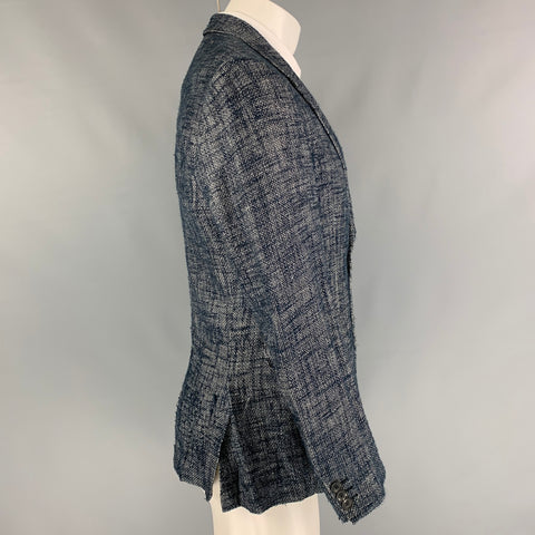 PAUL SMITH The Kensington Size 40 Navy & White Textured Viscose Blend Sport Coat