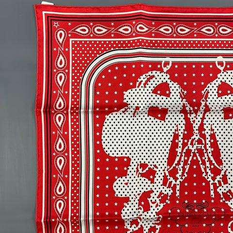 HERMES Brides de Gala Red Black White Silk Bandana Scarf