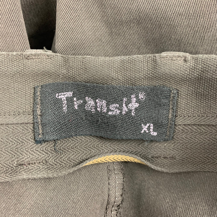 TRANSIT Size XL Olive Cotton Blend Button Fly Casual Pants