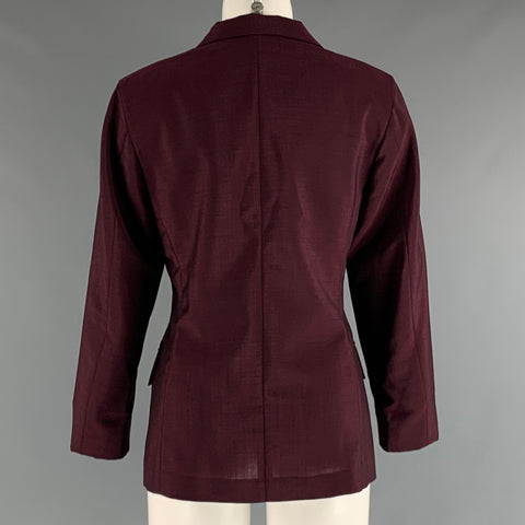 JIL SANDER Size 8 Burgundy Wool  Mohair Jacket