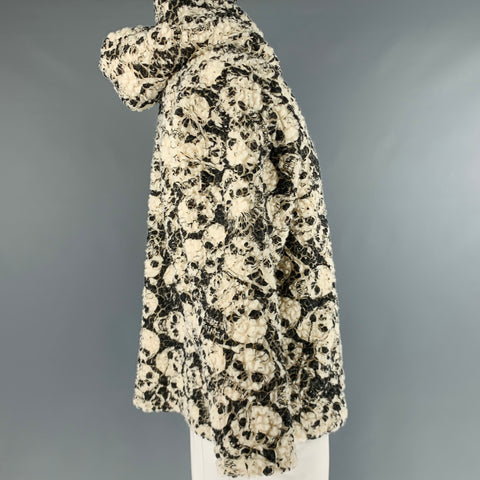 ERL Size XXL Cream White Skulls Acrylic Blend Hoodie Sweatshirt