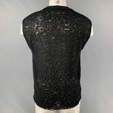 IRO Gossy Size XS Black Distressed Cotton Blend Sleeveless Pullover