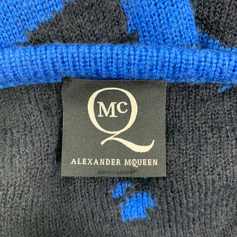 MCQ by ALEXANDER MCQUEEN Size XS Black Royal Blue Knitted Wool Blend Pullover