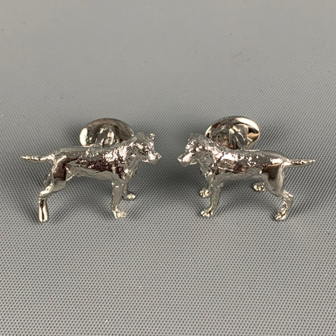 Boutons de manchette VINTAGE argentés pour chiens