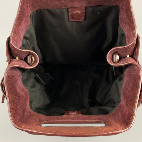 MAJE Burgundy Suede Leather Fringe Handbag