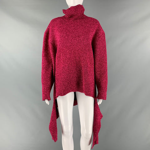 BALENCIAGA Size L Pink Gliter Polyester Blend Turtleneck Dress Top