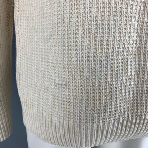 HERMES Size S Cream Knitted Cashmere Cotton Boat Neck Sweater