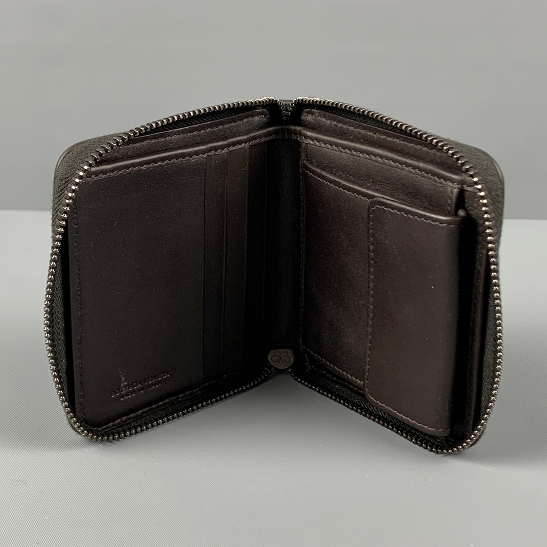 BOTTEGA VENETA Dark Brown Woven Leather Wallet