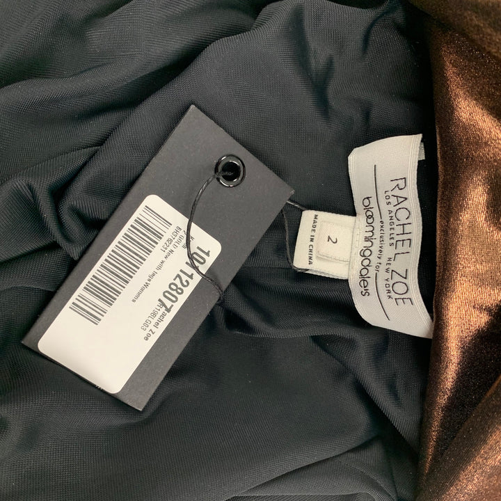 RACHEL ZOE Size 2 Copper Metallic Polyester Low Back Gown