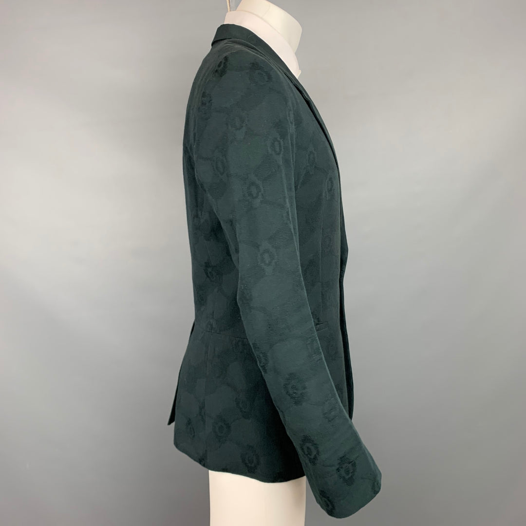 ANN DEMEULEMEESTER Size S Black Jacquard Cotton Notch Lapel Sport Coat