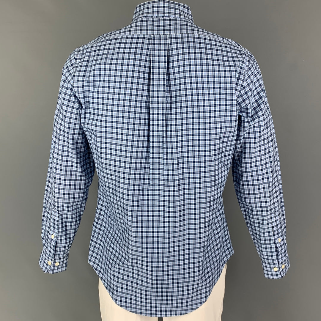 BROOKS BROTHERS Taille M Bleu Vert Plaid Coton Boutonné Chemise à manches longues