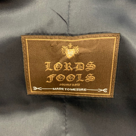 LORDS & FOOLS Size 36 Navy Black Textured Wool Blend Peak Lapel Tuxedo Suit
