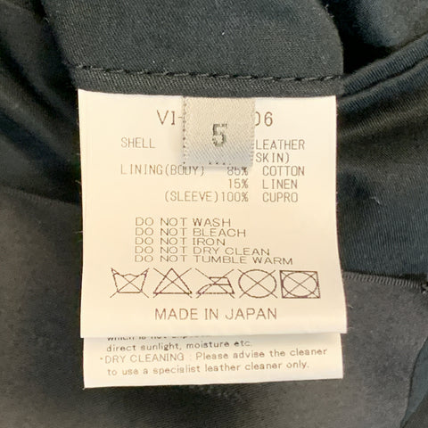 THE VIRIDI-ANNE Size XL Black Leather Notch Lapel Hook & Eye Sport Coat