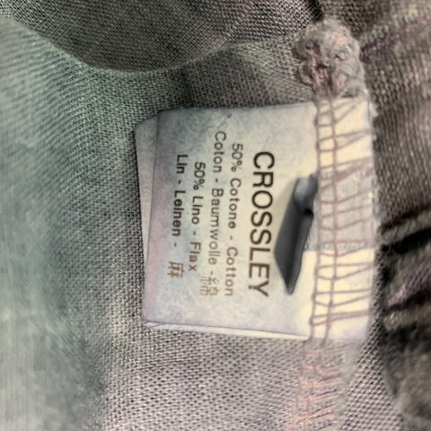 CROSSLEY Size S Grey Purple Cotton Linen Drawstring Shorts