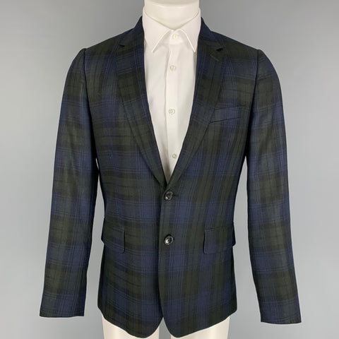 PAUL SMITH Size 38 Black Green Navy Blackwatch Plaid Sport Coat