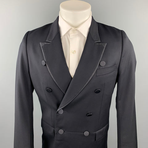 PAUL SMITH Size 38 Black Wool / Cashmere Tuxedo Sport Coat