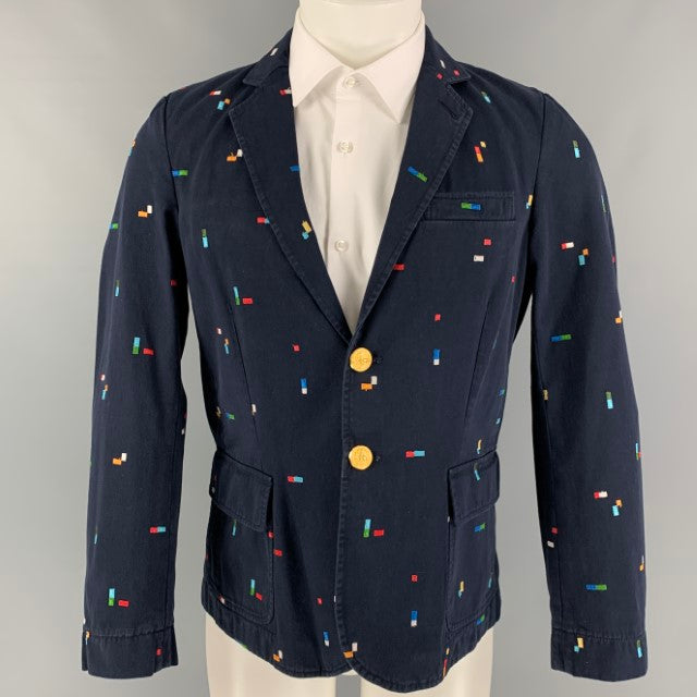 BAND OF OUTSIDERS Size 38 Multi-Color Embroidery Cotton Sport Coat
