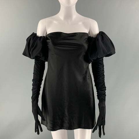 FOR LOVE & LEMONS Size S Black Rpet Mixed Fabrics Mini Dress
