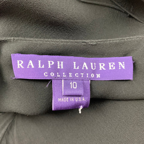 RALPH LAUREN Collection Size 10 Black Silk Ruffled Asymmetrical Long Skirt