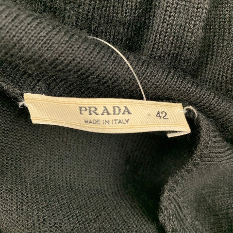 PRADA Size 6 Black Beaded Sleeveless Dress Top
