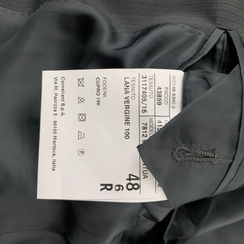 CORNELIANI Super 120's Size 38 Regular Charcoal Stripe Wool Notch Lapel Suit