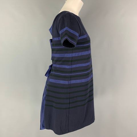 SACAI LUCK Size M Navy Jersey Stripe Short Sleeve Dress