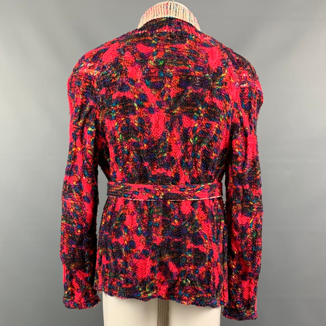 COMME des GARCONS HOMME PLUS AW 01 Size M Multi-Color Hand Painted Wool Belted Cardigan