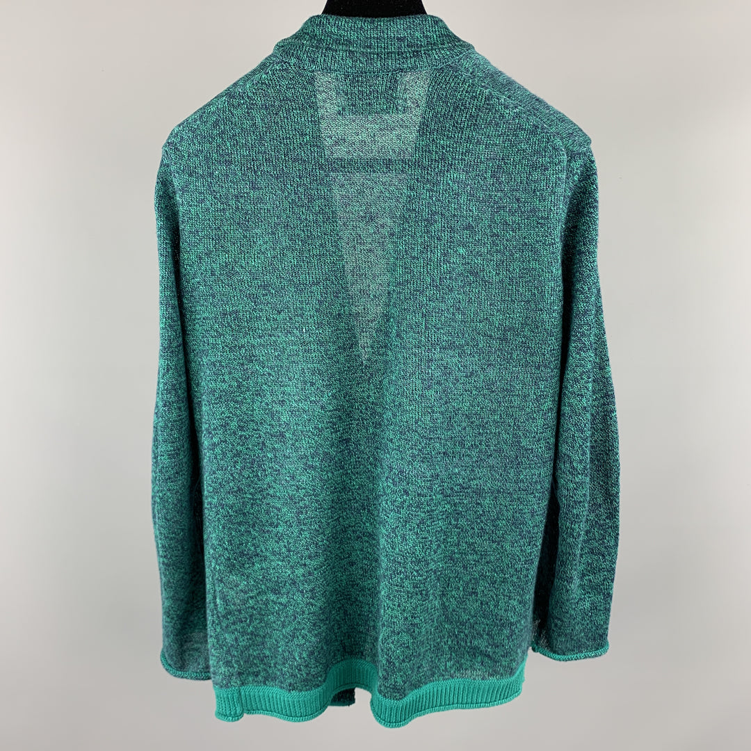 EDIFICE Size XS Teal Heather Knitted Linen Buttoned Pockets Cardigan Sweater