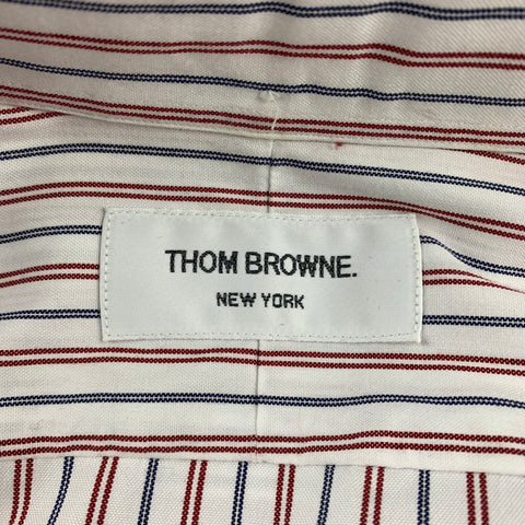 THOM BROWNE Size M Red White Blue Stripe Cotton Button Down Long Sleeve Shirt