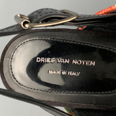 DRIES VAN NOTEN Size 8.5 Multi-Color Silk Platform Sandals