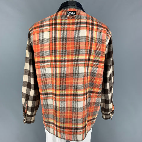 D&G by DOLCE & GABBANA Size 50 Multi-Color Plaid Zip Up Jacket