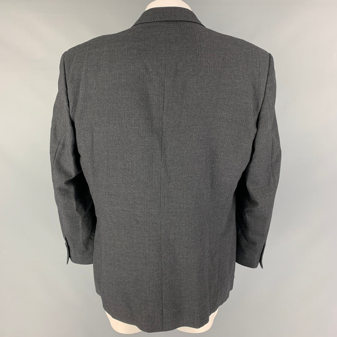 Vintage YVES SAINT LAURENT Size 46 Regular Dark Gray Textured Wool Sport Coat