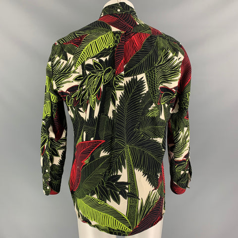 GITMAN VINTAGE Size L Green &  Red Print Cotton Button Down Long Sleeve Shirt