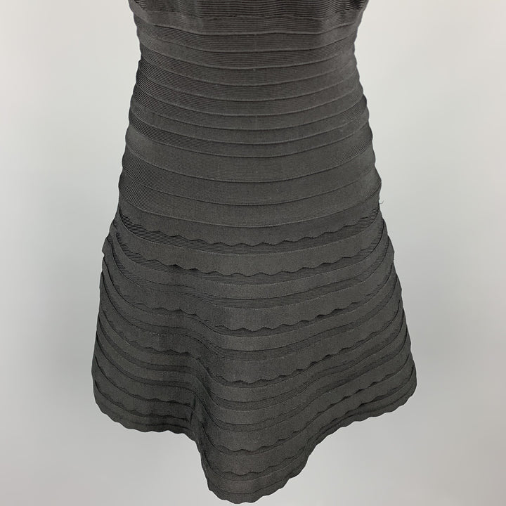 HERVE LEGER Size M Black Rayon / Spandex Cocktail Dress