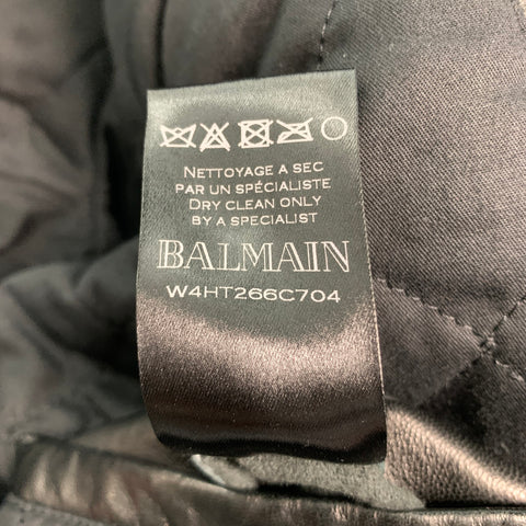 BALMAIN Taille 36 Veste de moto en cuir noir