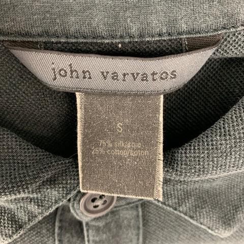 JOHN VARVATOS Size S Grey Silk & Cotton Short Sleeve Short Sleeve Shirt