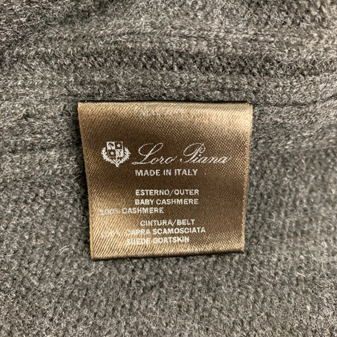 LORO PIANA Size 8 Charcoal Knitted Cashmere Heather Suede Oversized Sweater