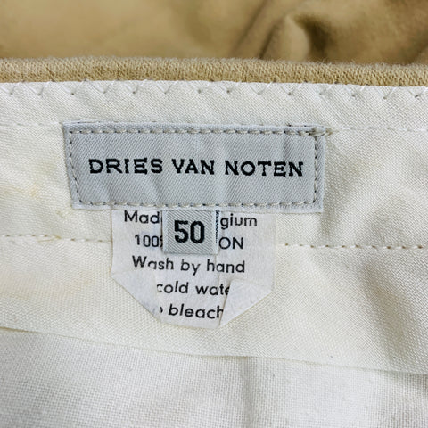 DRIES VAN NOTEN Size 34 Beige Cotton Flat Front Casual Pants