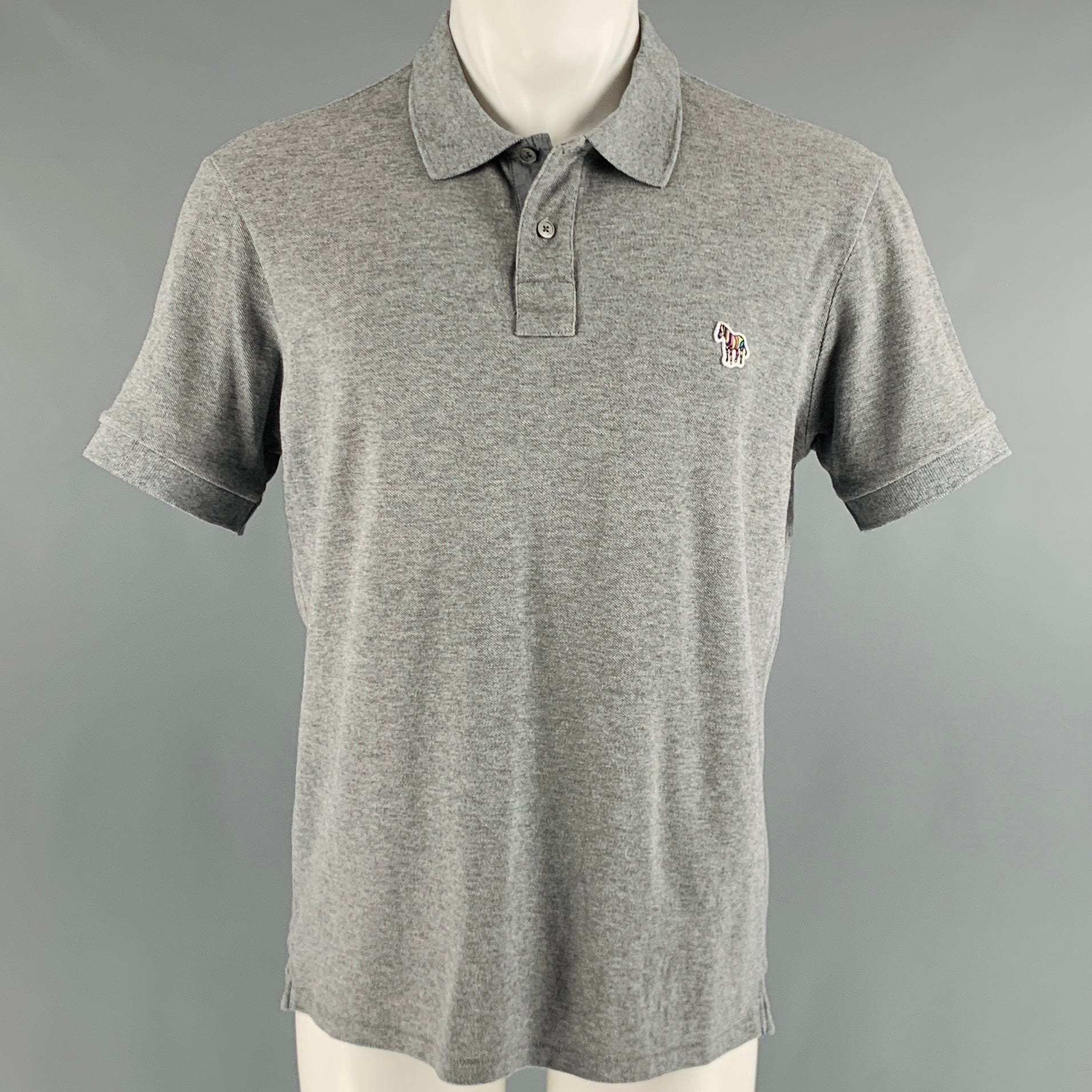 PAUL SMITH Size M Grey Cotton Short Sleeve Polo