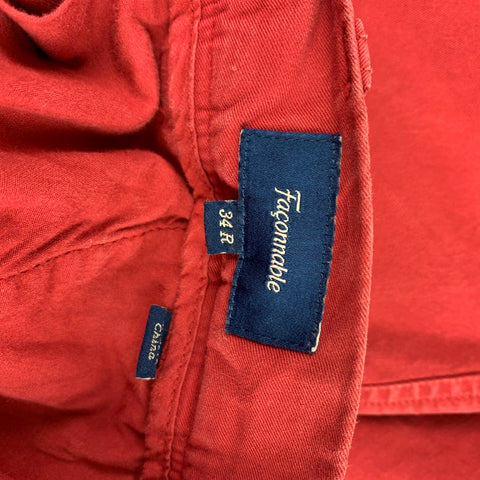 FACONNABLE Size 34 Burgundy Cotton Zip Fly Shorts