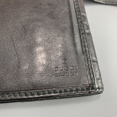 GUCCI Monogram Embossed Black Leather Checkbook Wallet