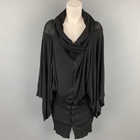 AF VANDERVORST Talla S Cárdigan extragrande de punto de viscosa / poliéster negro