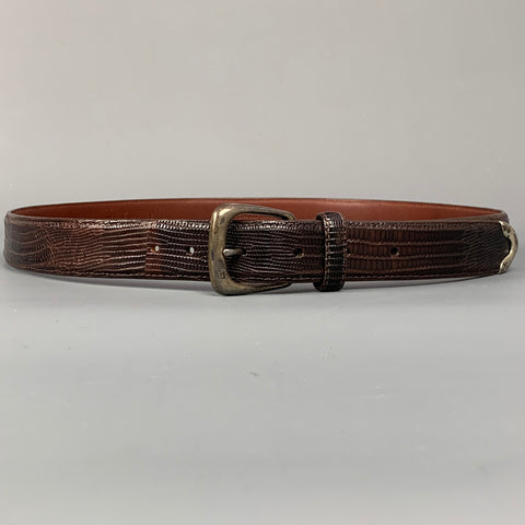 POLO by RALPH LAUREN Size 36 Brown Lizard Sterling Silver Belt