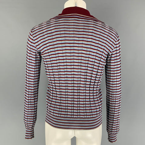 DOLCE & GABBANA Size S Burgundy Grey Stripe Knit Pullover